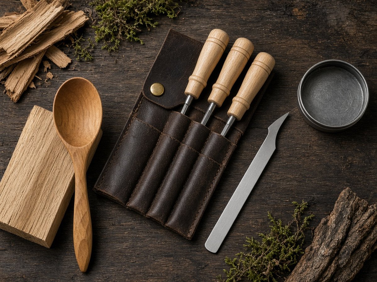 Spoon carving kit with hook knife