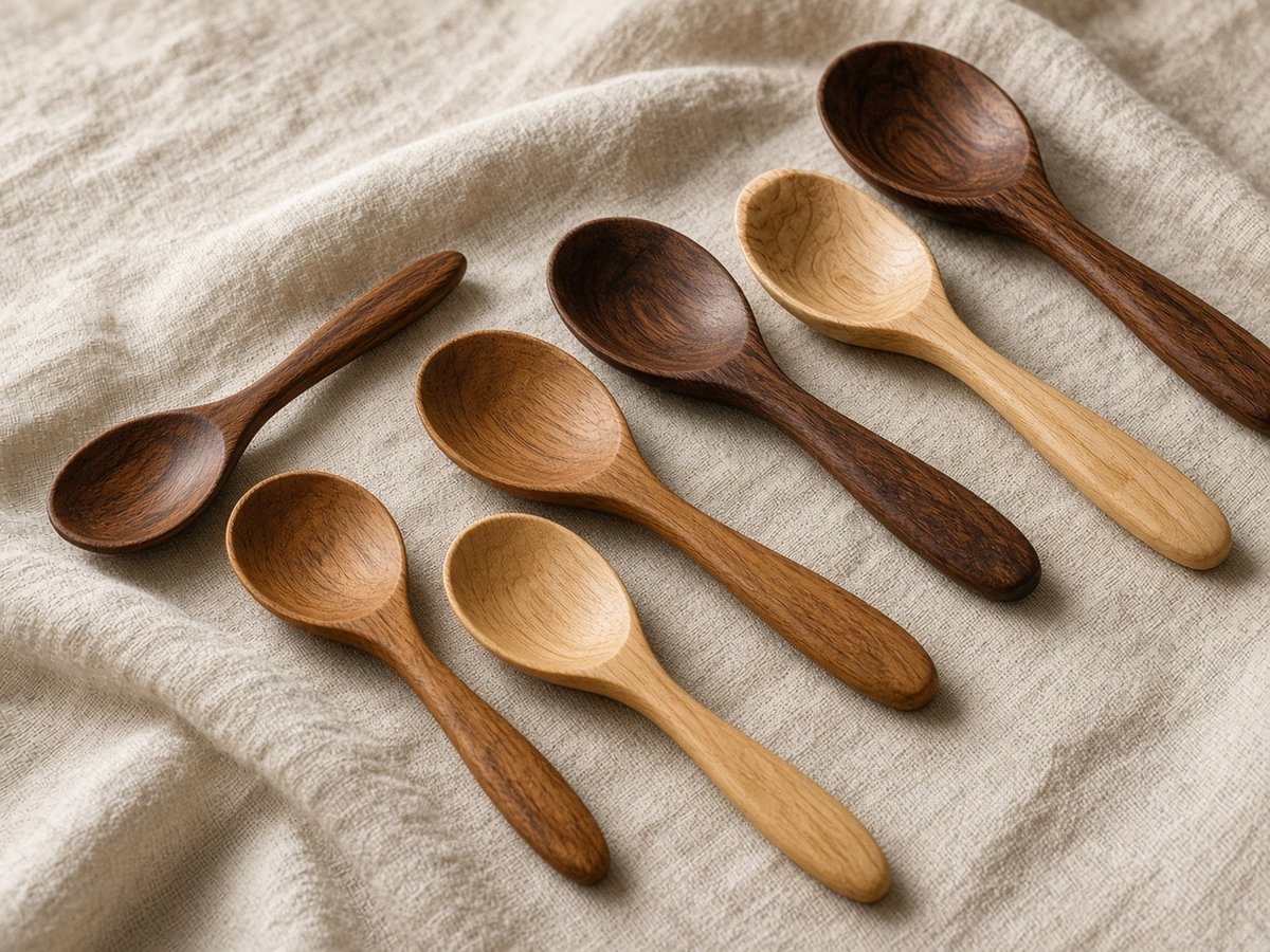 Finished oiled wooden spoons