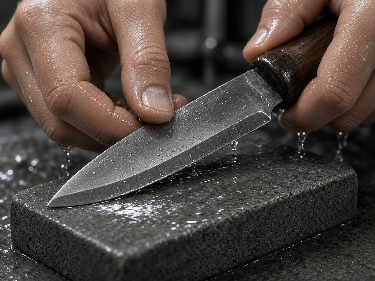Sharpening a carving knife